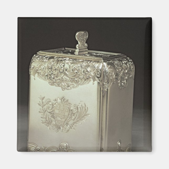 Silver tea canister by Paul de Lamerie Magnet (Front)