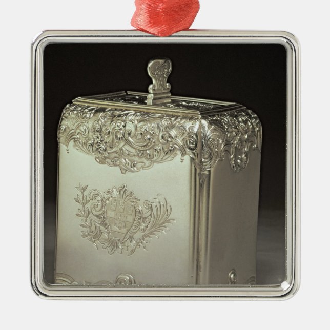 Silver tea canister by Paul de Lamerie Metal Ornament (Front)