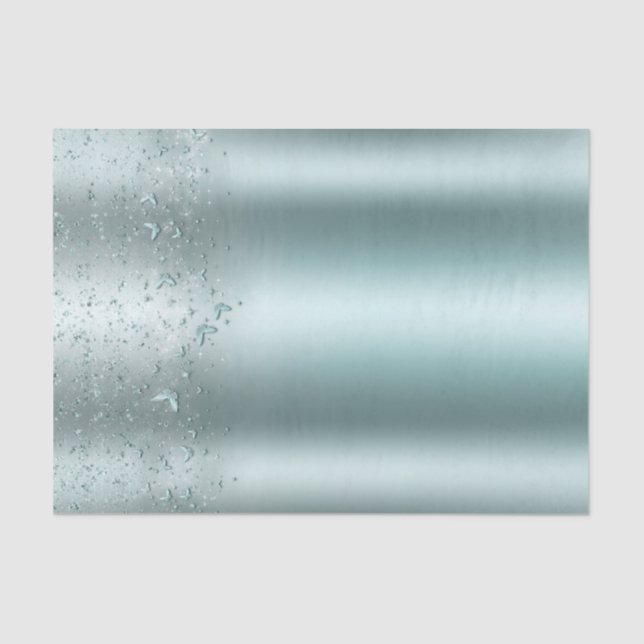 Silver Teal Aqua Flutter Butterfly Sweet 16 Party Tissue Paper (Front)