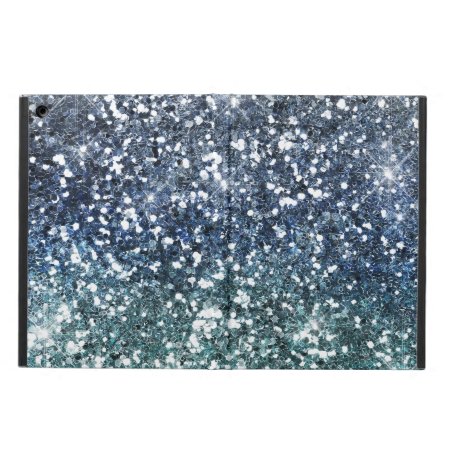 Silver Teal Blue Glitter Look Cover For Ipad Air