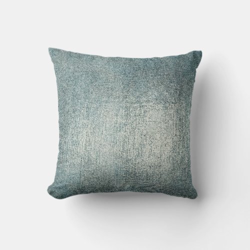 Silver Teal Blue Gray Glam Sparkle Metallic Brush Throw Pillow