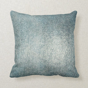 Silver Teal Blue Gray Glam Sparkle Metallic Brush Throw Pillow