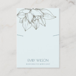 SILVER TEAL BLUE LOTUS SIMPLE NECKLACE DISPLAY BUSINESS CARD