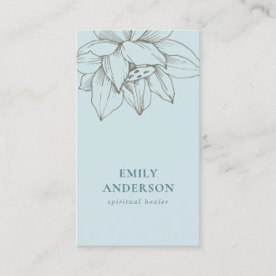 SILVER TEAL BLUE LOTUS SIMPLE REIKI SPIRITUAL HEAL BUSINESS CARD