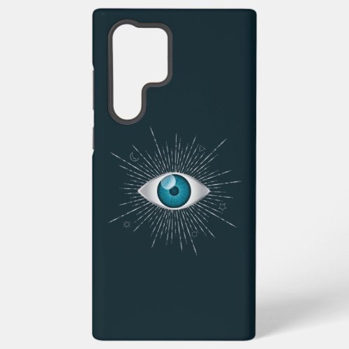 Silver  Teal Blue Mystic Aqua Evil Eye Nazar Mati Samsung Galaxy S22 Ultra Case