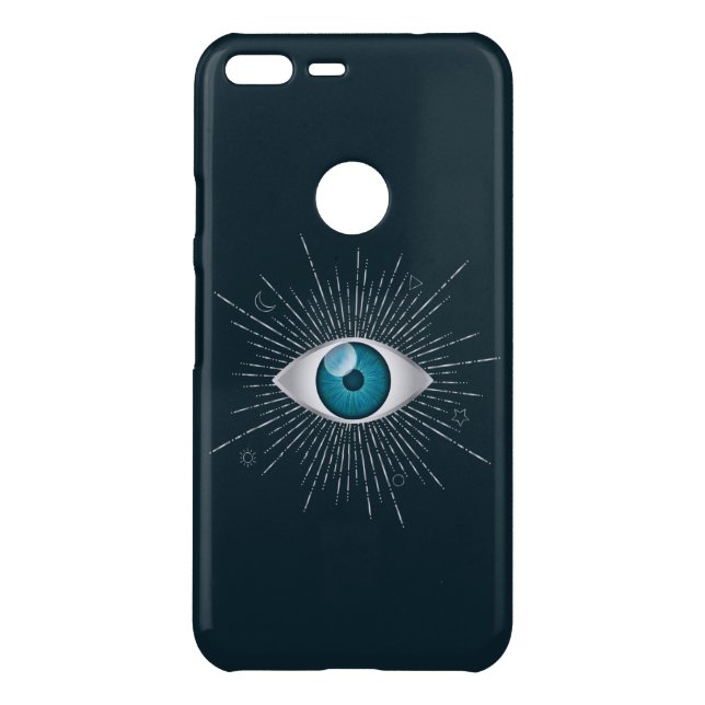 Silver & Teal Blue Mystic Aqua Evil Eye Nazar Mati Uncommon Google Pixel XL Case (Back)