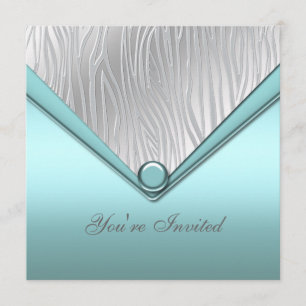 Silver Teal Blue Party Invitation