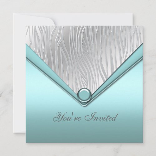 Silver Teal Blue Party Invitation