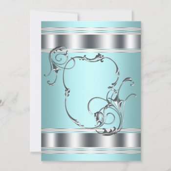 Silver Teal Blue Party Invitation Template by decembermorning at Zazzle