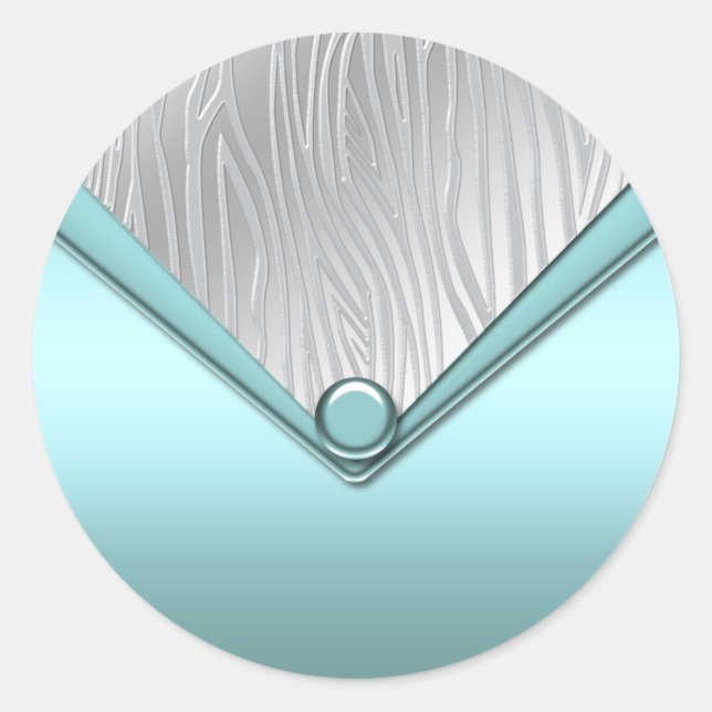 Silver Teal Blue Zebra Stickers (Front)