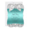 Silver Teal Glitter & Jewel Bow Quinceanera