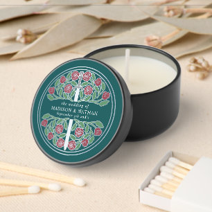 Silver Teal Royal Medieval Floral Sword Wedding  Mini Candle Favors