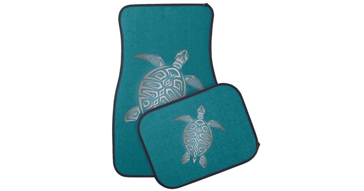 Silver Teal Sea Turtle Coastal Maritime Car Floor Mat Zazzle