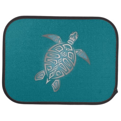 Silver Teal Sea Turtle Coastal Maritime Car Floor Mat | Zazzle