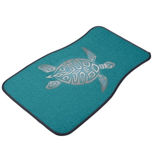 Silver Teal Sea Turtle Coastal Maritime Car Floor Mat | Zazzle