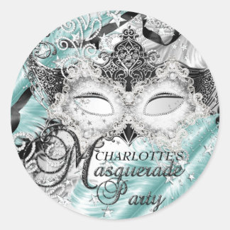 Silver Teal Sparkle Mask Masquerade Sticker