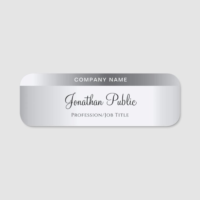 Silver Template Calligraphy Script Name Elegant Tag (Front)