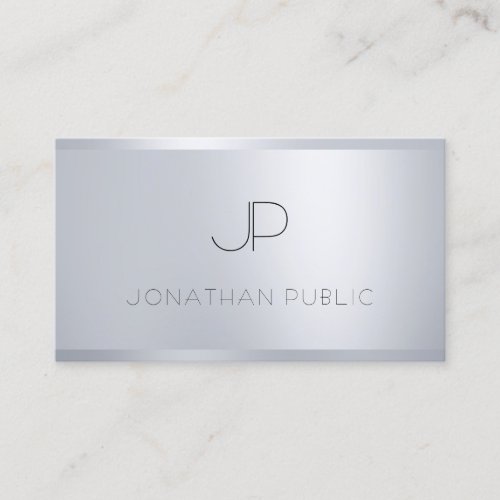 Silver Template Modern Monogrammed Professional Business Card