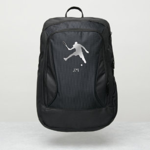 Silver Tennis Player Silhouette Monogram Port Authority® Backpack