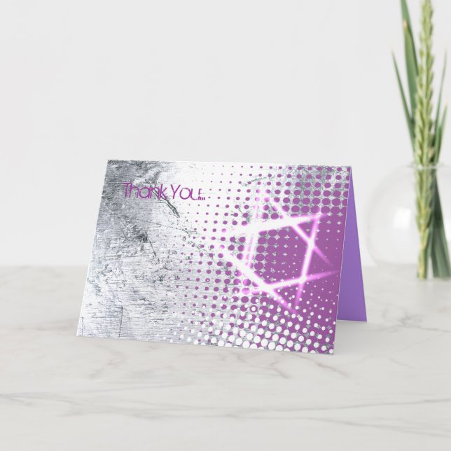 SILVER TEXTURE STAR Thank You Greeting Card (Front)