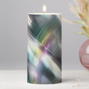 Silver texture to colours chrome and digital rough pillar candle