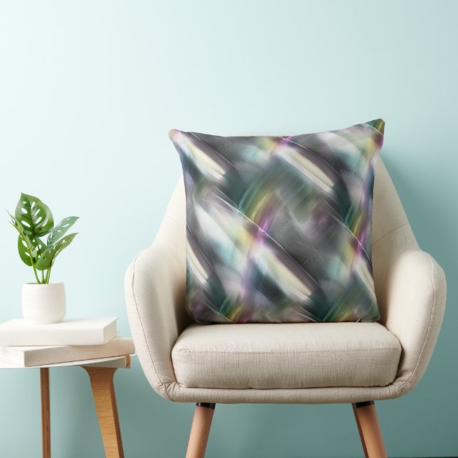 Silver texture to colours chrome and digital rough throw pillow (Chair)