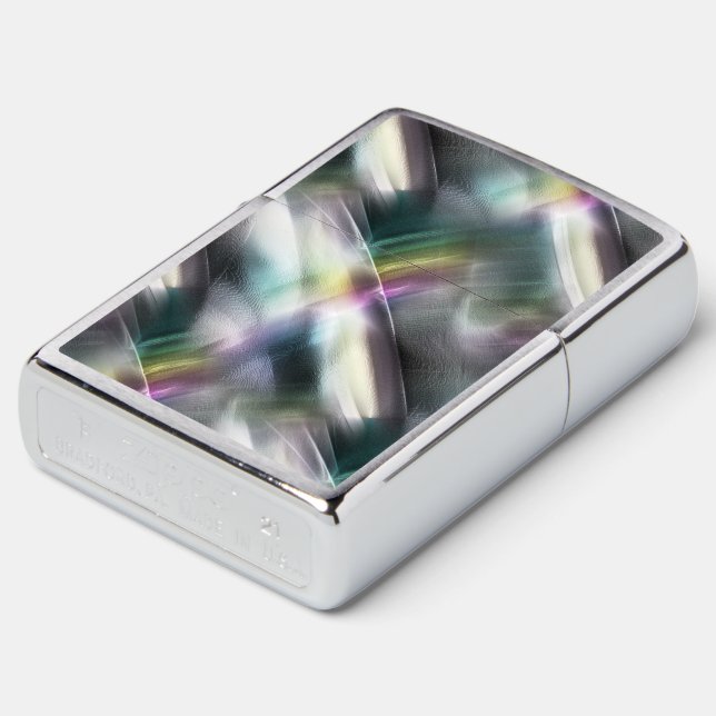 Silver texture to colours chrome and digital rough zippo lighter (Angled)