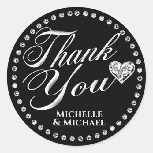 Silver Thank You Classic Round Sticker