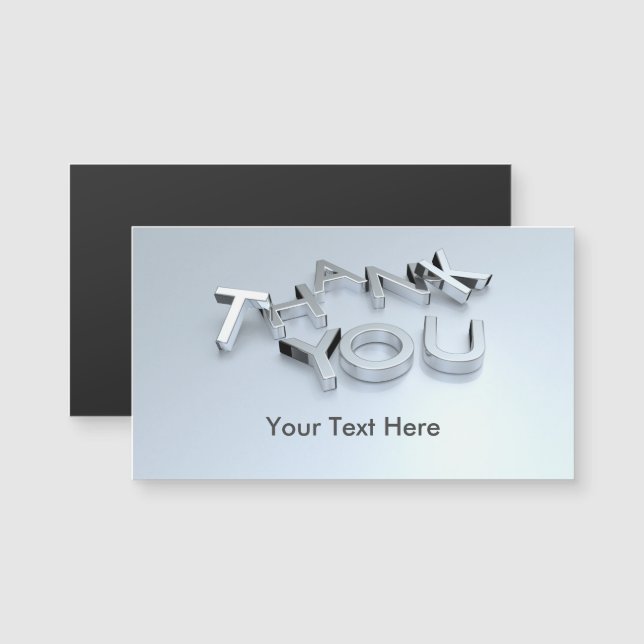 Silver Thank You Custom Magnetic Cards (Front/Back)