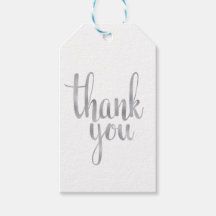 Silver thank you favor tags, foil font