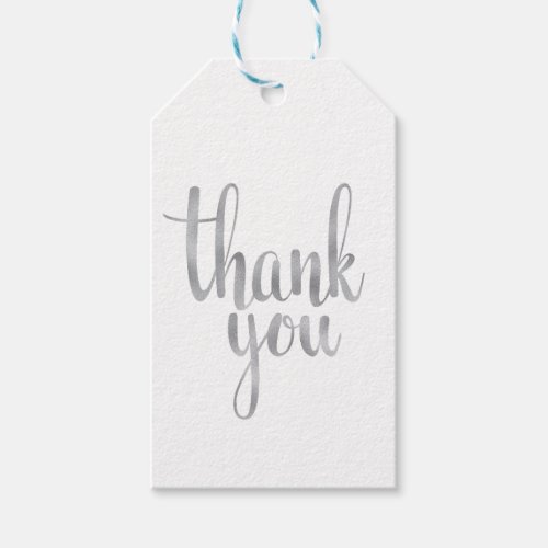 Silver thank you favor tags foil font gift tags