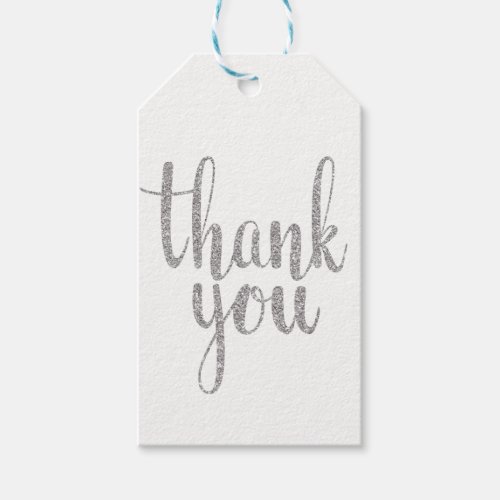 Silver thank you favor tags glitter vertical gift tags