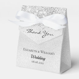 Silver thank you wedding favor boxes