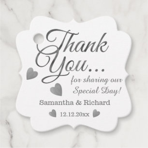 Silver Thank You Wedding Favor Tags