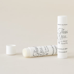 Silver Thank You Wedding Party Favors Personalized Lip Balm