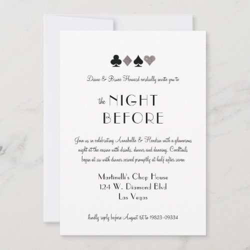 Silver The Night Before Casino Theme Invitation