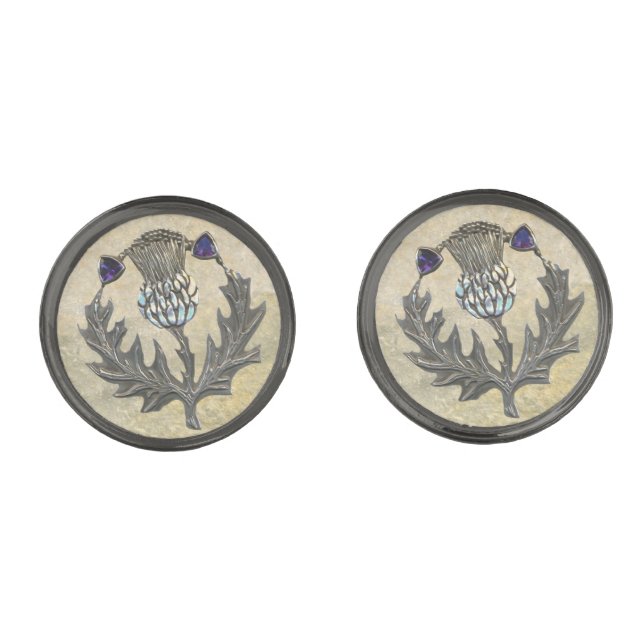 Silver Thistle Cuff links (Front)