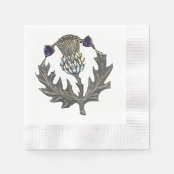 Silver Thistle Paper Napkins by thetimelesstable at Zazzle