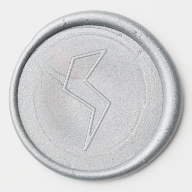 Silver Thunder Lightning Bolt Wax Seal Sticker (Front)