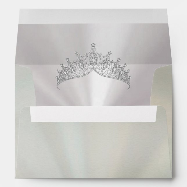 Silver Tiara on Pastel Sage Envelope (Back (Bottom))