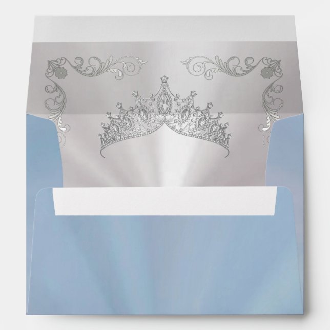 Silver Tiara & Vintage Border - Pastel Blue Envelope (Back (Bottom))
