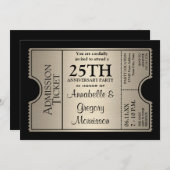 Silver Ticket Style 25th Wedding Anniversary Party Invitation (Front/Back)
