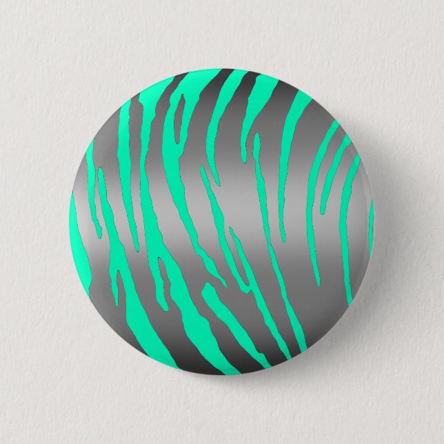 Silver Tiger Stripes Aqua Button (Front)