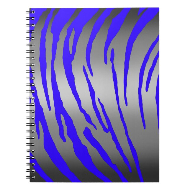 Silver Tiger Stripes Blue Notebook (Front)