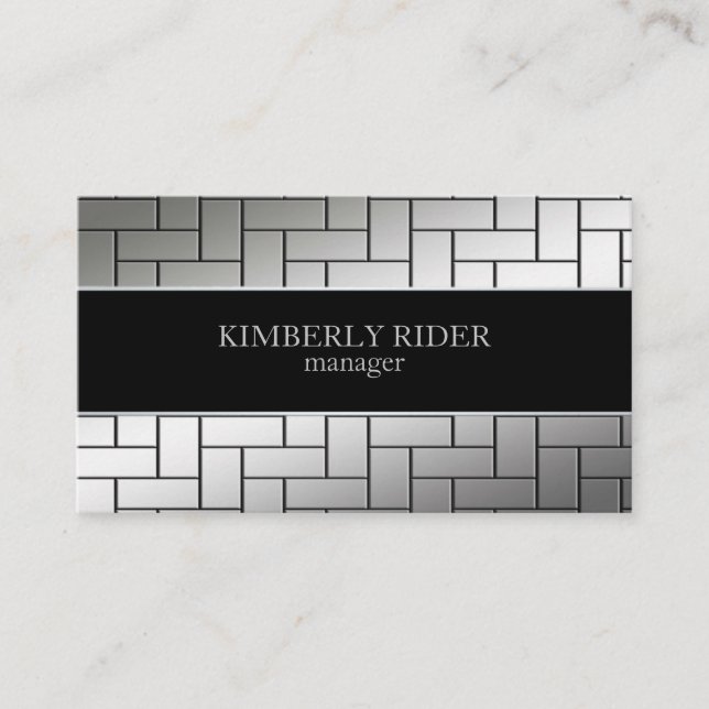 Silver Tile Pattern Business Card (Front)