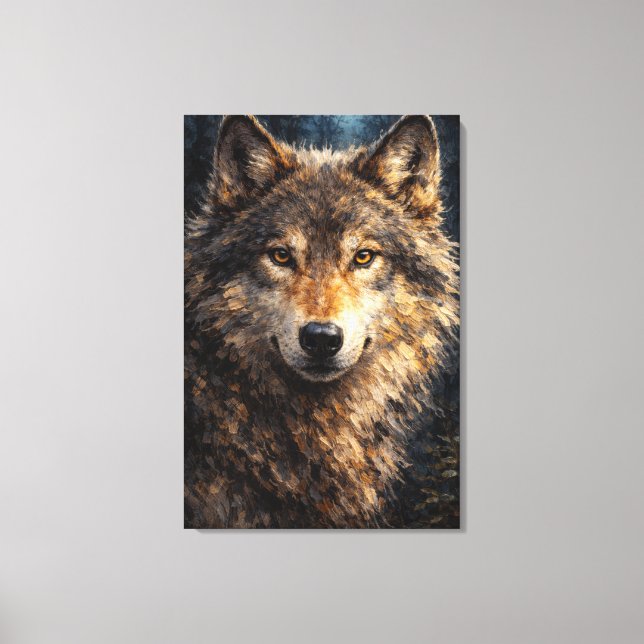 Silver Timber | Wolf Wildlife Art | Stretched Canvas Print (Front)