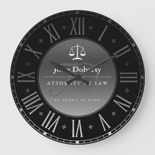 Silver Times  Personalizable Attorney At Law Large Clock