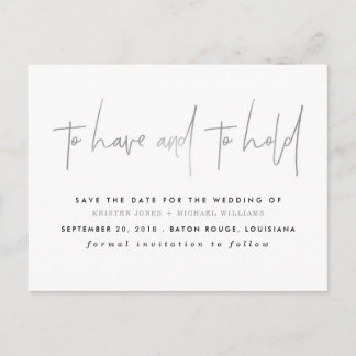 Silver To Have and to Hold Save the Date Announcement Postcard