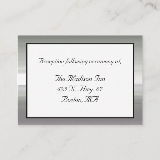 Customizable Silver tone framed Wedding enclosure cards Business Cards