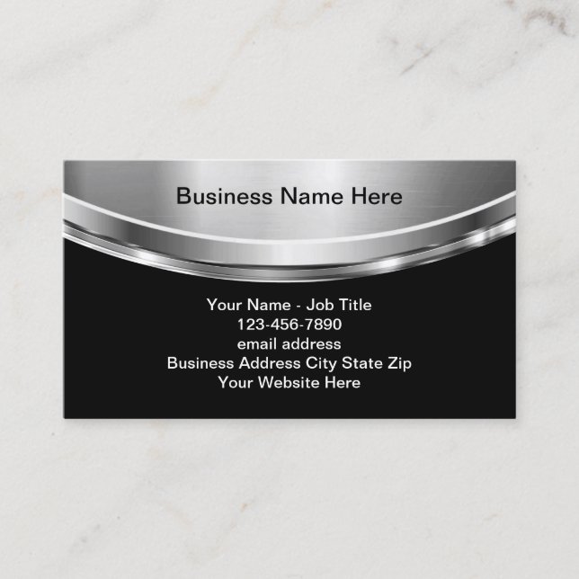 Silver Tone Glossy Quality Business Cards (Front)